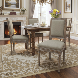 Sunvega Weathered Wood Traditional Dining Chairs with Modern Color Fabric