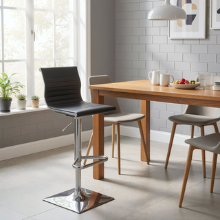 Sunvega Adjustable Swivel Barstool with Faux Leather Seat and Chrome Base