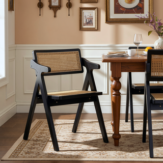 Sunvega Modern Industry Chic Cane Folding Dining Chair Set of 2 for Dining Room