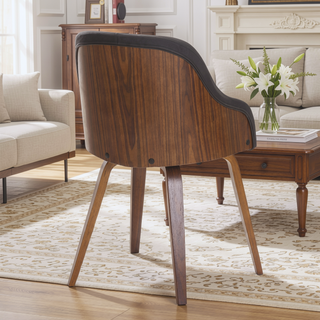 Sunvega Mid-Century Modern Dining and Accent Chair with Upholstered Seat and Wood Back