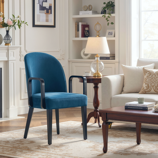 Sunvega Modern Leatherette and Velvet Upholstered Dining Armchair for Dining Room