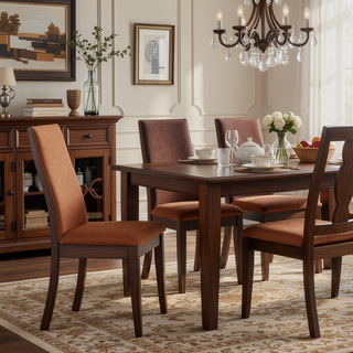 Sunvega Espresso Brown Wood Frame and Cocoa Brown Upholstered Dining Chair Set of 2