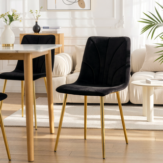 Sunvega Modern Light Luxury Dining Chair with Gold Metal Legs Ergonomic Design Set of 4