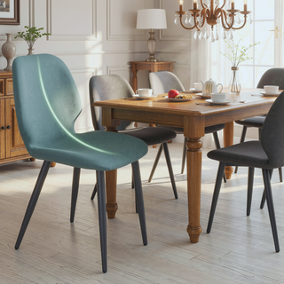 Sunvega Upholstered Dining Chairs with Soft Suede-Style Fabric and Metal Legs Set of 4