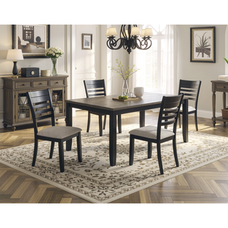 Sunvega Contemporary Ladder Back Dining Chairs with Gray Upholstered Seat Set of 2