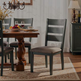Sunvega Transitional Wood Frame Side Chairs 2pc Set with Gray Polyester Upholstery