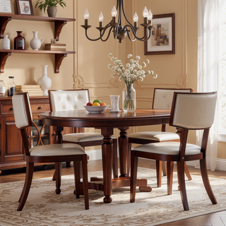 Sunvega Traditional Dining Room Chair Set of 2 in Camel Faux Leather