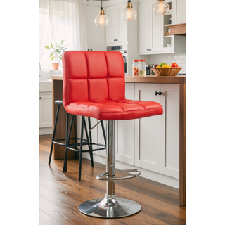Sunvega Adjustable Hydraulic Swivel Bar Stool Set of 2 with Faux Leather Seat