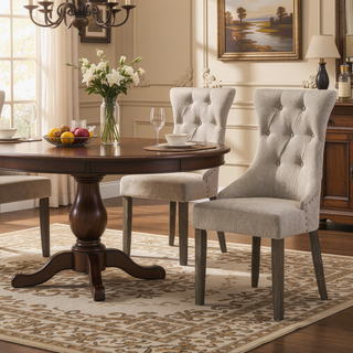 Sunvega Tufted Hourglass Back Side Chairs with Nailhead Trim and Reclaimed Grey Legs