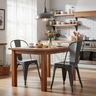 Sunvega Modern Gray Metal Dining Chairs Set of 4 with 18 Inch Seat Height