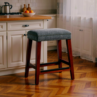 Sunvega Black and Gray Tweed Upholstered 24 Inch Backless Counter Stool