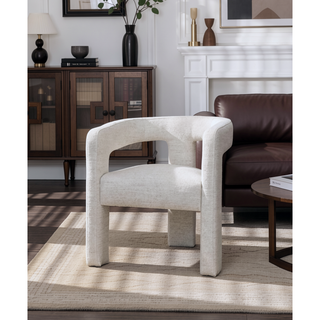 Sunvega Beige Boucle Side Chair Set of 2 with Comfortable Upholstery and Contemporary Design