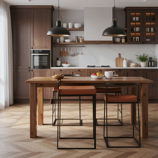 Sunvega Contemporary Stackable Counter Stool with Black Frame and Camel Faux Leather Cushion