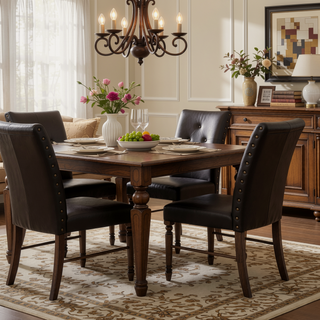 Sunvega Cream Linen Upholstered Parson Chair with Weathered Oak Wooden Legs Set of 2