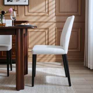 Sunvega Black PU Dining Chairs with Silver Metal Legs and High Elasticity Sponge Filling for Living Room