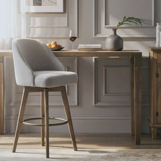Sunvega Swivel Counter Stool with Medium High Back and Metal Ring Footrest