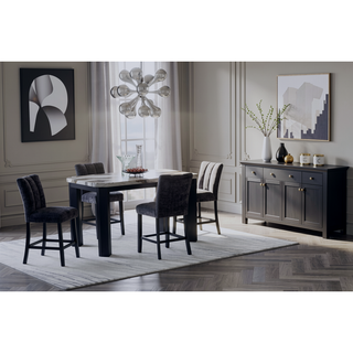Sunvega Dark Gray Velvet Fabric Transitional Style Bar Stools Set Of Two