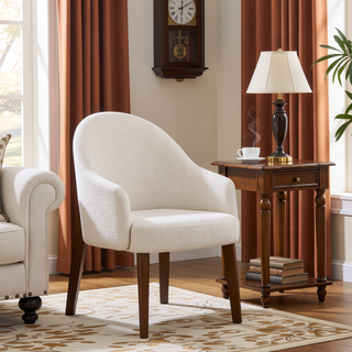 Sunvega White Chenille Upholstered Side Chair with Foam Seat (Set of 2)