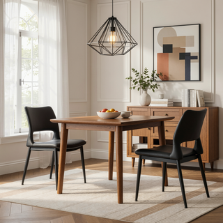 Sunvega Modern Minimalist White PU Leather Dining Chairs Set of 2 with Metal Legs