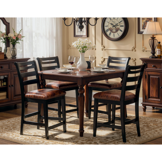 Sunvega Modern Black Ladder Back Upholstered Counter Height Dining Chairs Set of 2