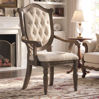 Sunvega Weathered Oak and Beige Finish Sheraton Shield Back Dining Side Chair