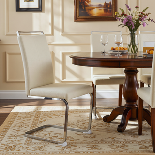 Sunvega Modern Technology Cloth High Back Upholstered Dining Chairs with Black Metal Legs