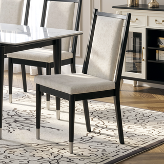 Sunvega Contemporary 2pc Side Chair with Angled Back and Arrow Legs in Black White Finish