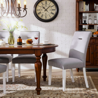 Sunvega Light Gray Contemporary Bar Stools with Padded Slat Design Back-Seat Cushions