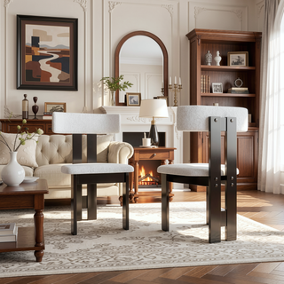 Sunvega Modern PU Leather Dining Chairs with Solid Wood Legs for Family Kitchen