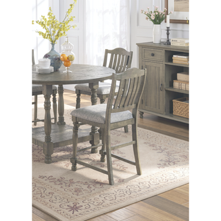 Sunvega Light Grey Acacia Veneer Round Dining Table with Open Shelf