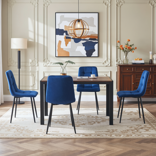 Sunvega Grey Velvet Dining Chairs Set of 2 with Metal Legs for Kitchen and Living Room