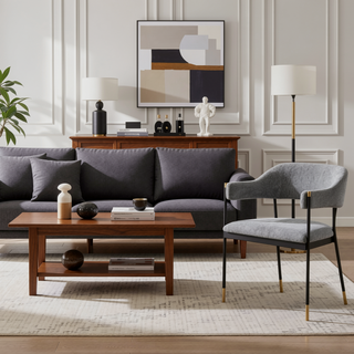 Sunvega Modern Dining Chair with Gold Accents and Luxurious Chenille Upholstery