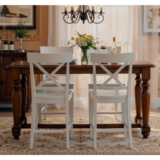 Sunvega Farmhouse Style Weathered White Slat Back Counter Stools Set of 2