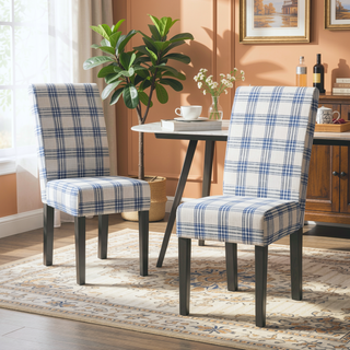 Sunvega Contemporary Upholstered Fabric Dining Chairs with Rubberwood Legs Set of 2