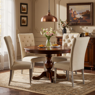 Sunvega Modern Velvet Upholstered Dining Chair Set with Tufted Back and Gold Legs