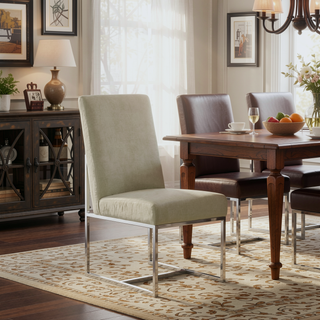 Sunvega Modern Velvet Upholstered Stainless Steel Dining Chair with Chrome Finish