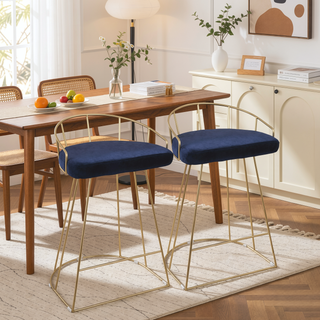Sunvega Gold Tone Metal Frame with Upholstered Seat Counter Stools Set of 2