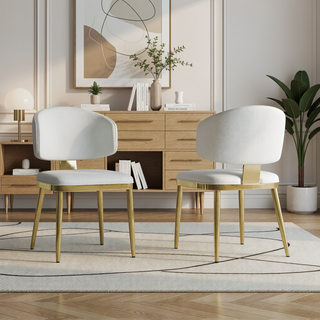 Sunvega Modern PU Leather Dining Chairs Set of 2 with Metal Frame for Kitchen Dining Room