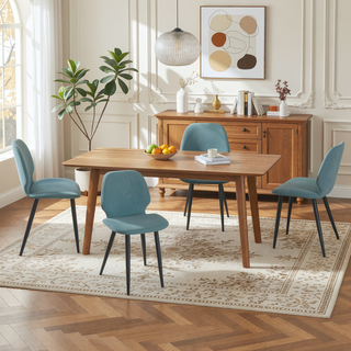 Sunvega Upholstered Dining Chairs with Soft Suede-Style Fabric and Metal Legs Set of 4