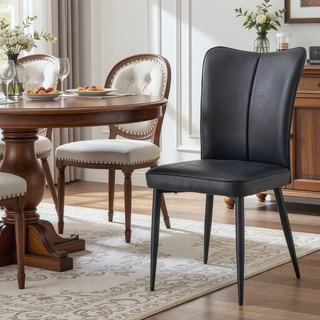 Sunvega Modern Black PU Dining Chairs Set of Four with Ergonomic Backrest Design