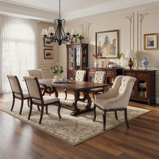 Sunvega Cream and Antique Java Upholstered Dining Chair with Tufted Back