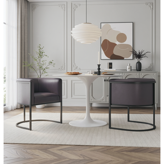 Sunvega Modern Faux Leather Upholstered Dining Chair with Geometric Metal Frame