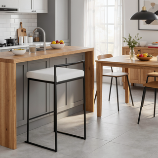 Sunvega Contemporary Stackable Counter Stools with Upholstered Padded Seat - Set of 2