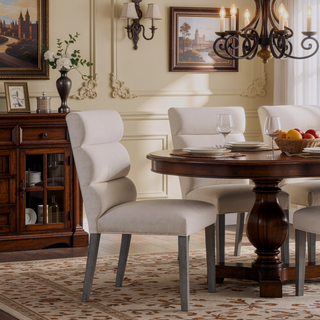 Sunvega Ash Velvet Upholstered Side Chair Set of 2 with Plump Foam Back and Gray Wood Legs