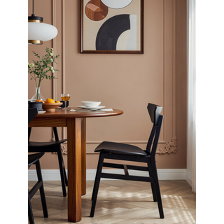 Sunvega Briar Black Finish Rectangular Dining Table with Fixed Wood Top