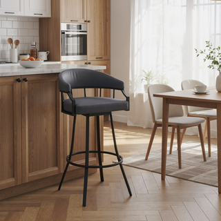 Sunvega 26 Inch Swivel Bar Stool with Faux Leather Upholstery and Metal Base