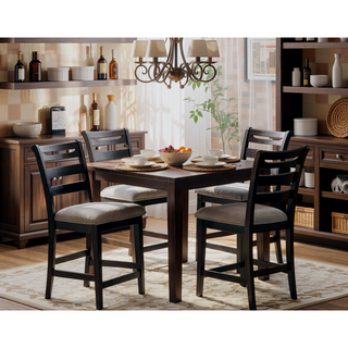 Sunvega Modern Black Ladder Back Upholstered Counter Height Dining Chairs Set of 2