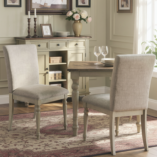 Sunvega Set of 2 Upholstered Farmhouse Dining Chairs with Turned Wood Legs