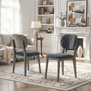 Sunvega 2 Pack Acacia Wood Dining Chairs with 19 Inch Seat Height