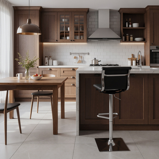 Sunvega Adjustable Swivel Barstool with Faux Leather Seat and Chrome Base
